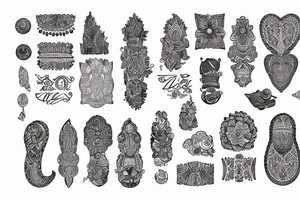 Anushka written in different languages and pattern tattoo idea