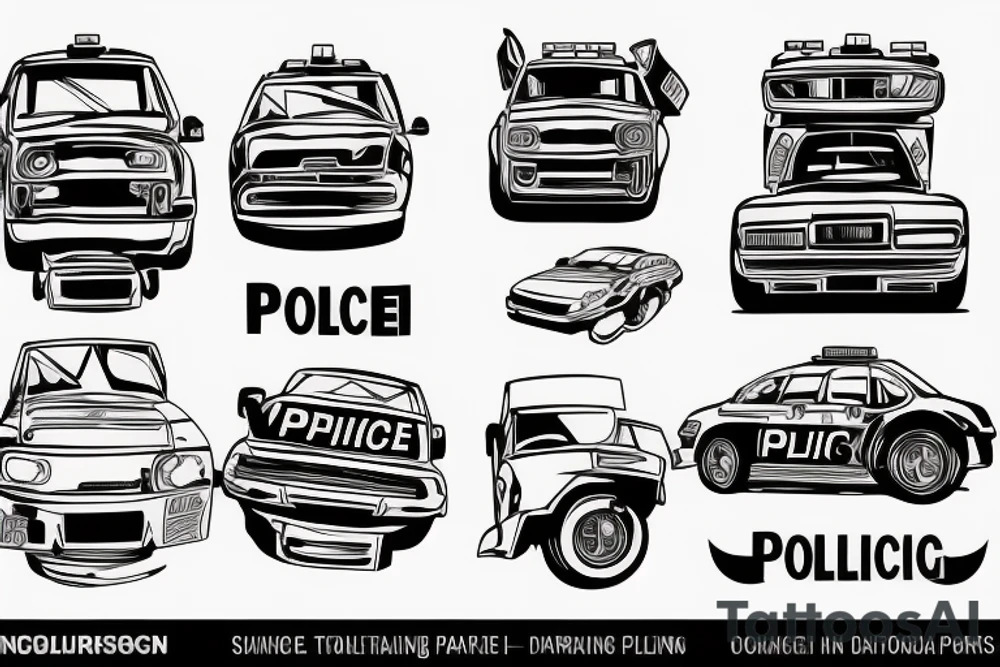 burning police car tattoo idea