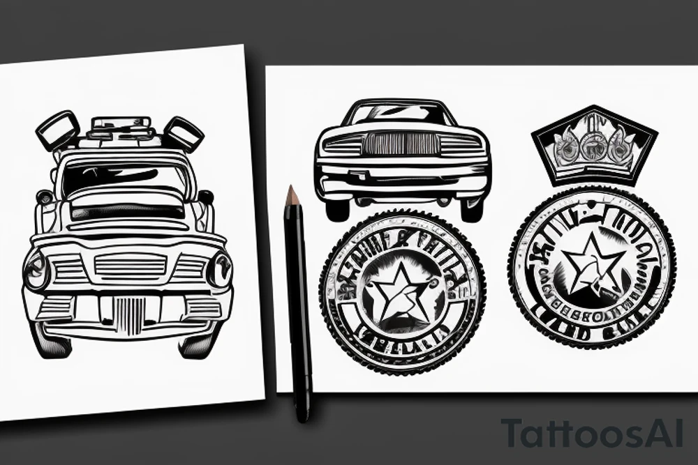 burning police car tattoo idea