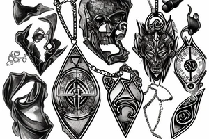 broken sword with a pendent around it tattoo idea