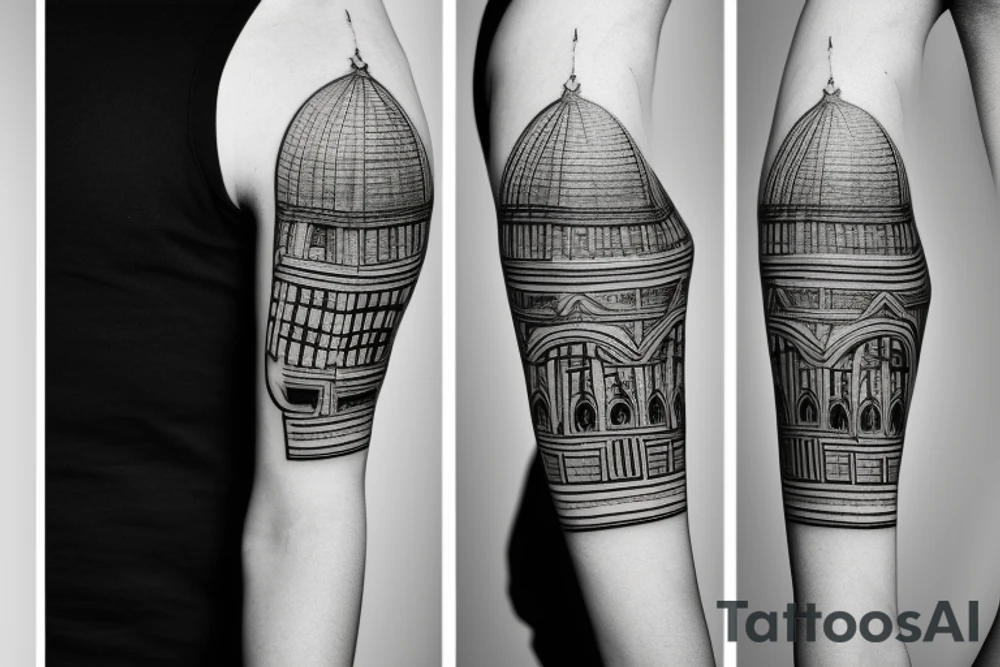 Florence flag logo surrounded with minimalistic geometrical shapes tattoo idea