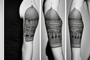 Florence flag logo surrounded with minimalistic geometrical shapes tattoo idea