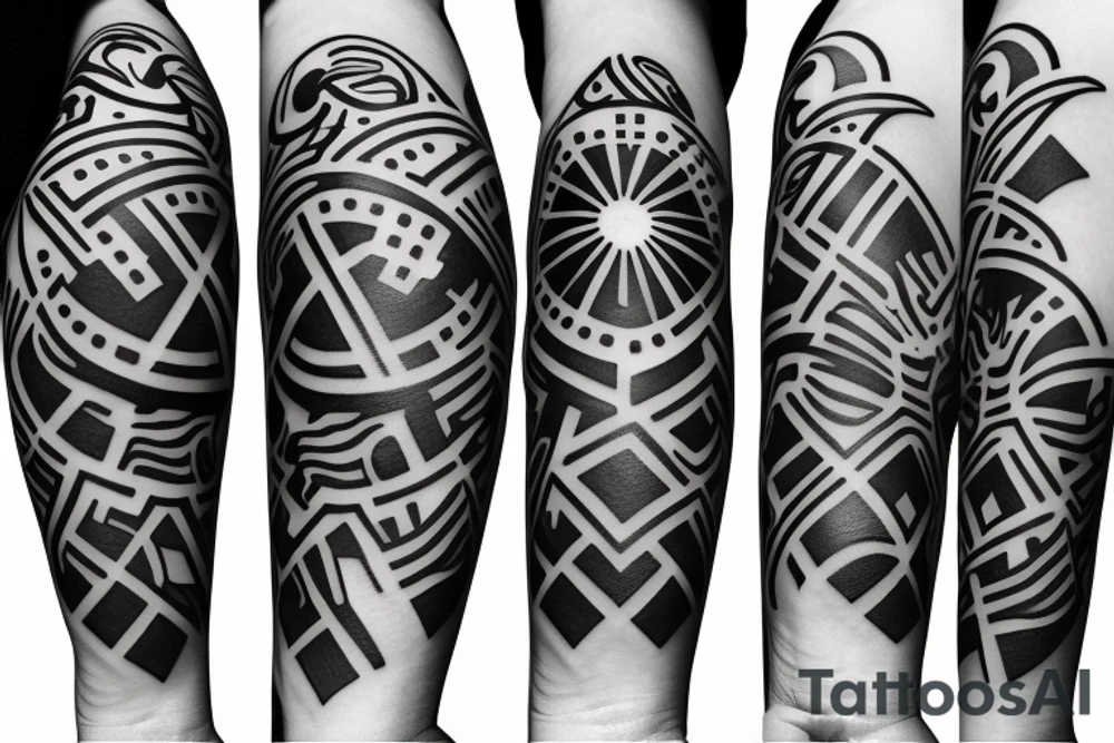 Florence flag logo surrounded with minimalistic geometrical shapes tattoo idea