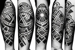 Florence flag logo surrounded with minimalistic geometrical shapes tattoo idea