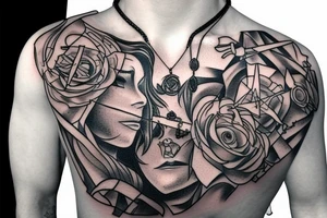broken sword with a necklace 
around it tattoo idea