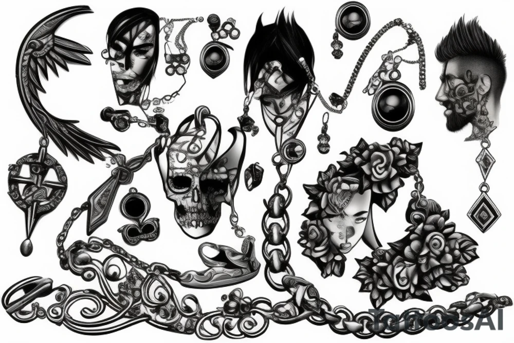 broken sword with a necklace 
around it tattoo idea