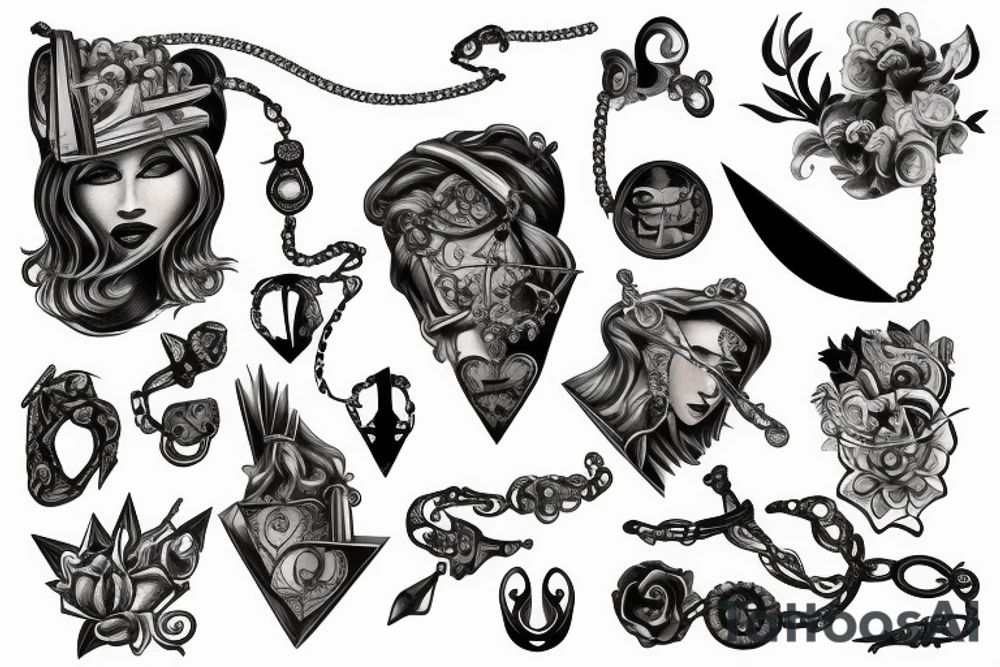 broken sword with a necklace 
around it tattoo idea