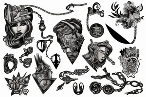 broken sword with a necklace 
around it tattoo idea