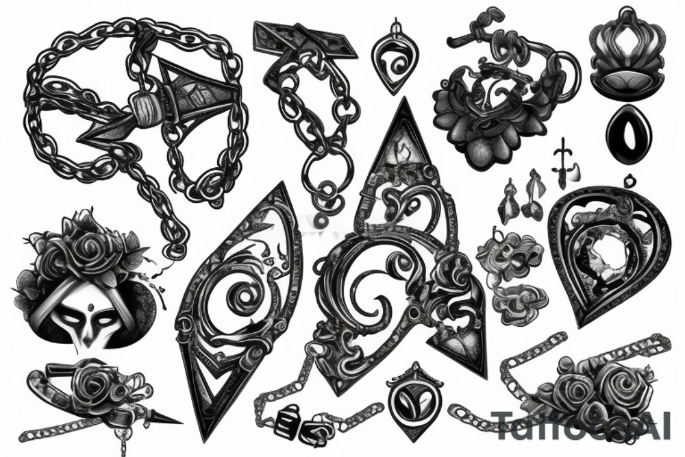 broken sword with a necklace 
around it tattoo idea
