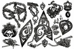 broken sword with a necklace 
around it tattoo idea