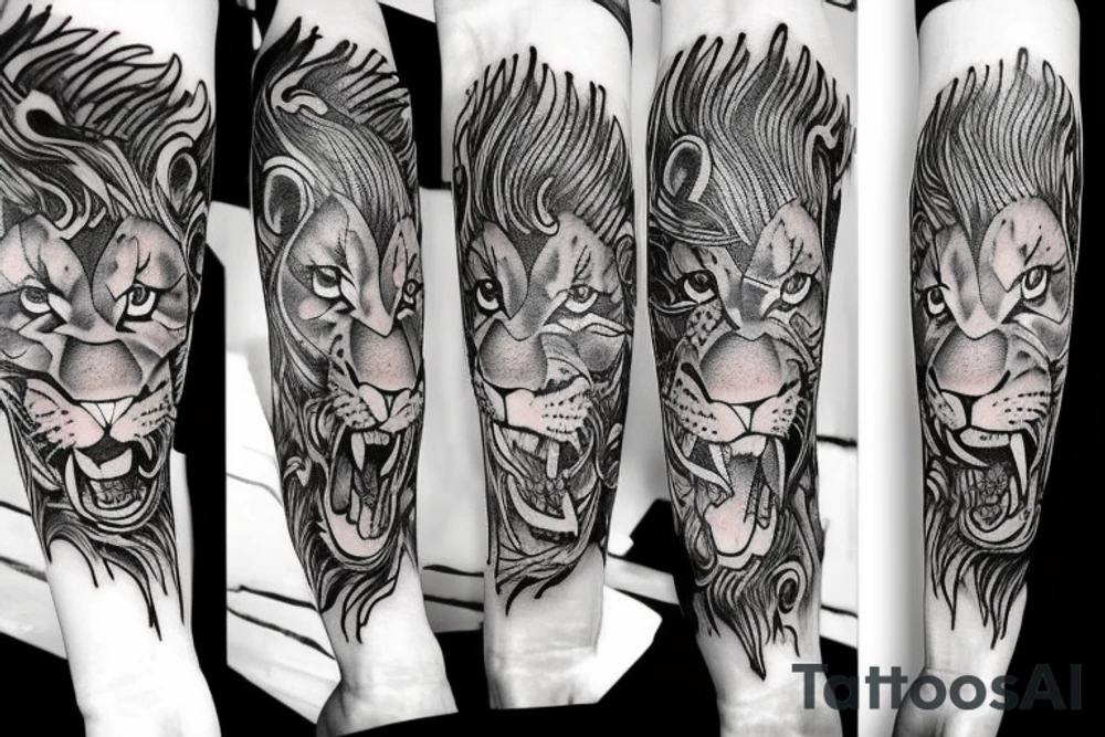 fierce lion tattoo idea