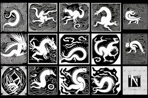 Dragon with geometric background tattoo idea