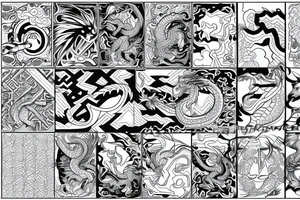 Dragon with geometric background tattoo idea
