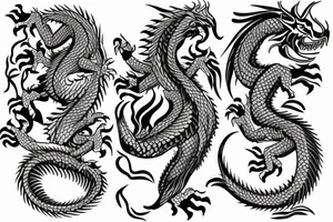 Full sleeve Dragon with geometric background tattoo idea