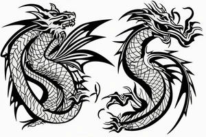 Full sleeve Dragon with geometric background tattoo idea