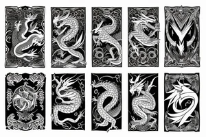 Full sleeve Dragon with geometric background tattoo idea