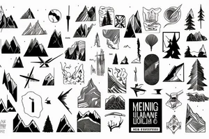 the meaning of solivagant, minimalist, fine lines, one line art, big mountains, small man tattoo idea
