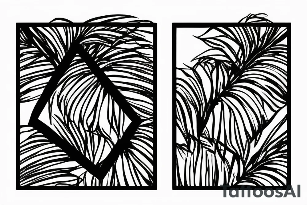 palm inside of a box, minimalist tattoo idea