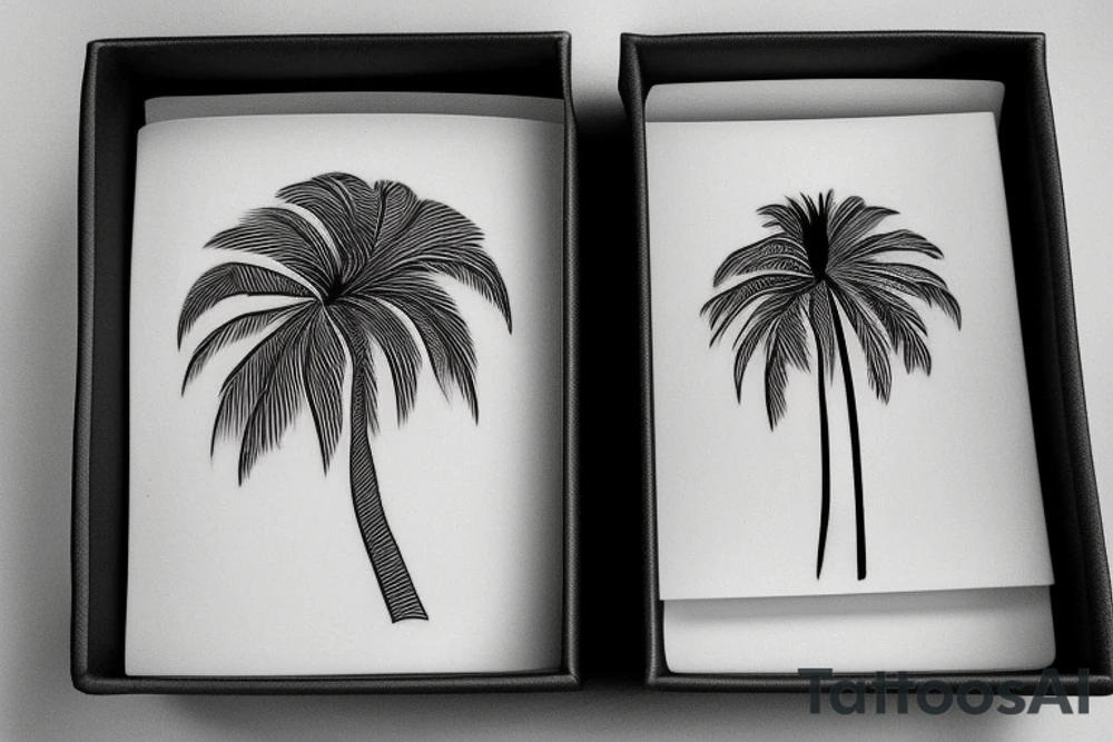 palm inside of a box, minimalist tattoo idea