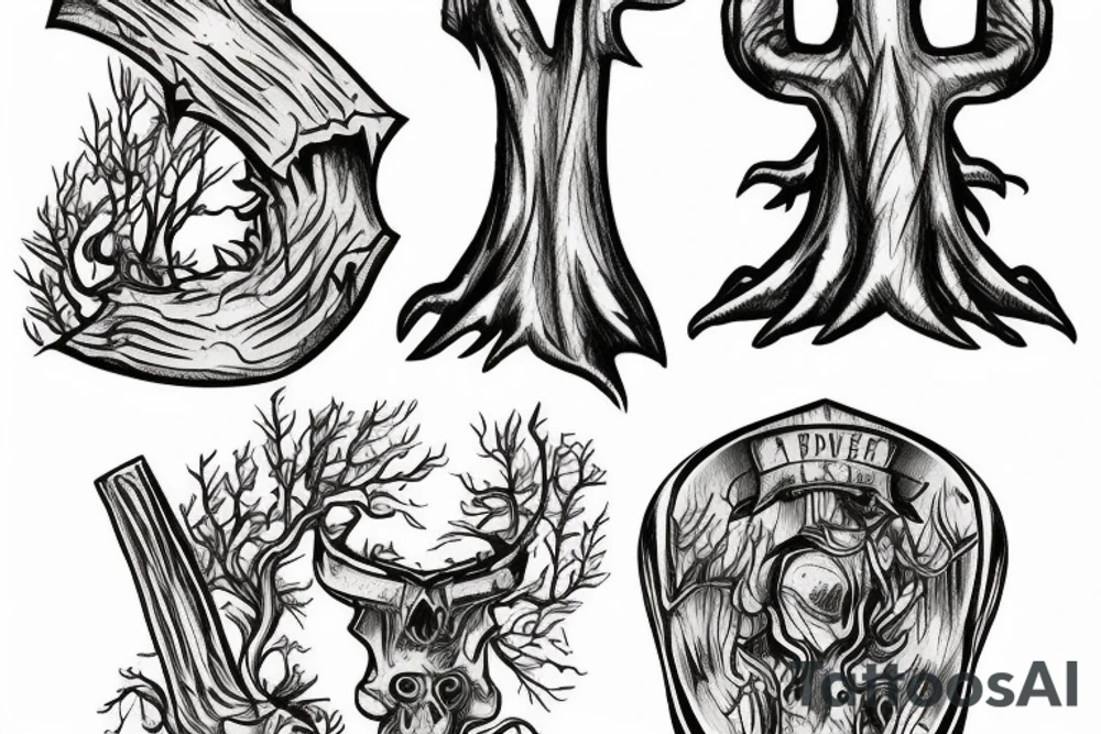 Axe and a tree stump tattoo idea