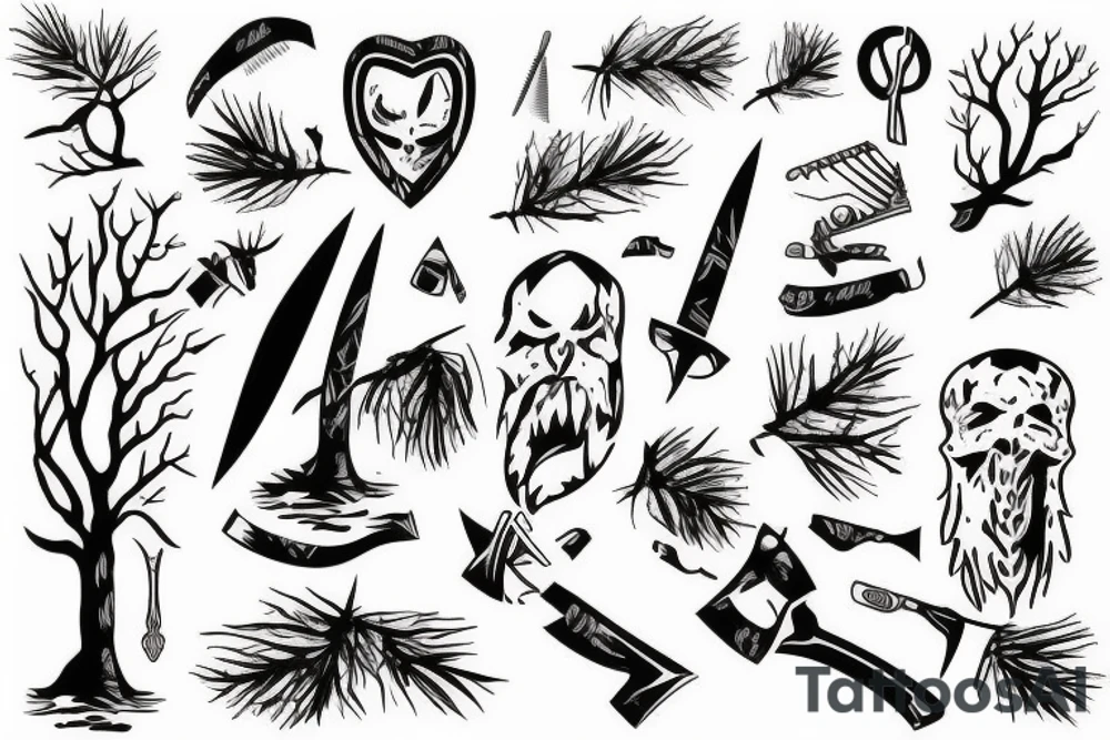 Axe cutting down a tree tattoo idea