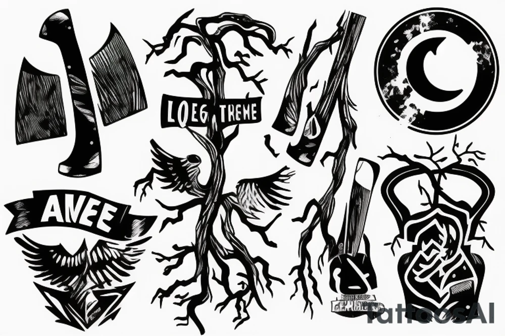 Axe cutting down a tree tattoo idea