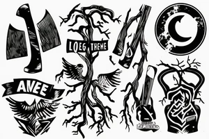 Axe cutting down a tree tattoo idea