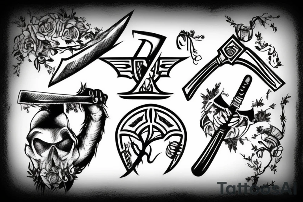 Axe chopping down a tree tattoo idea