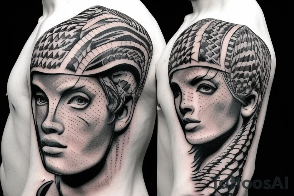 broken David bust with snake tattoo idea