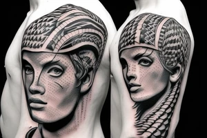 broken David bust with snake tattoo idea