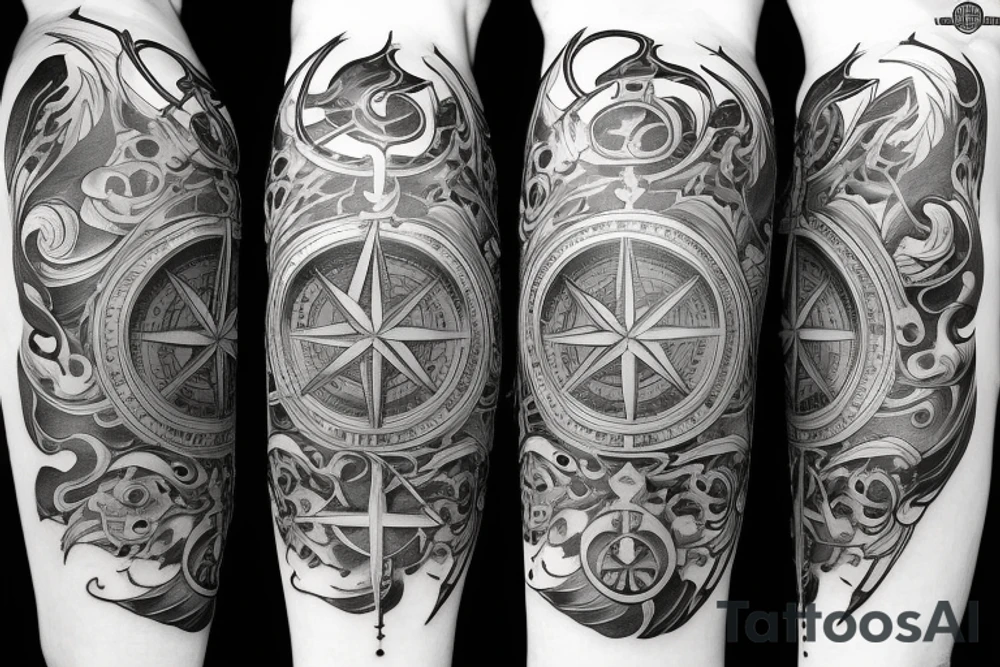 compass and four horsemen tattoo idea