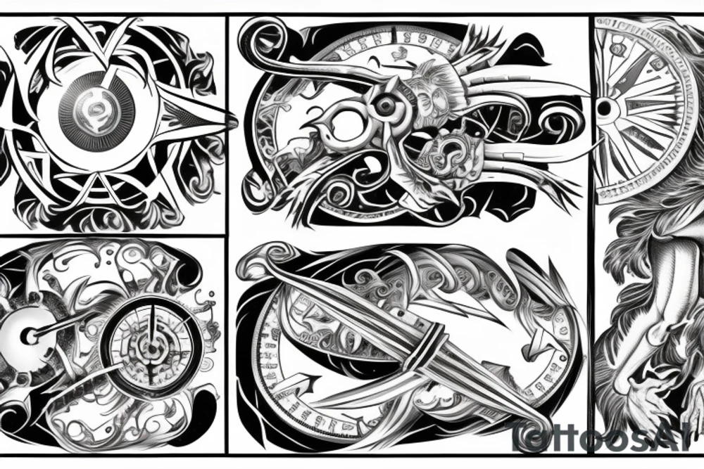 compass and four horsemen riding tattoo idea