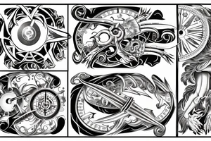 compass and four horsemen riding tattoo idea