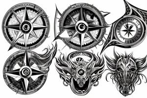 compass and four horsemen riding tattoo idea
