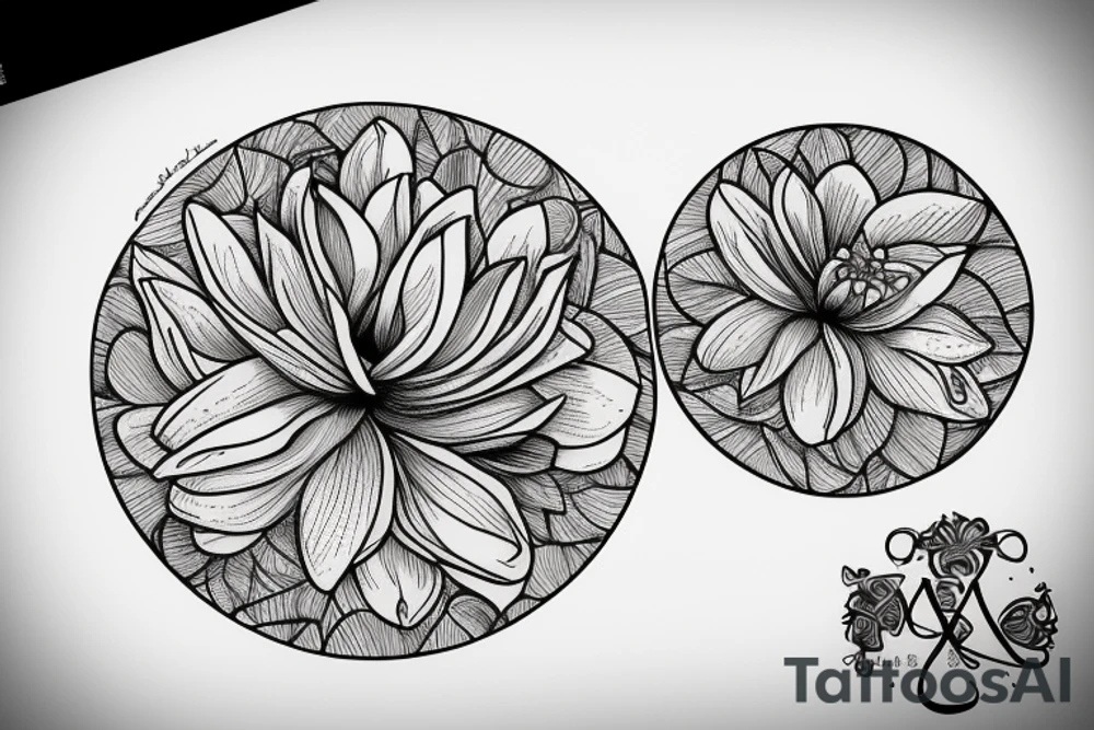 Magnolia blooms wrapped around a circle tattoo idea
