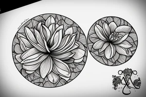 Magnolia blooms wrapped around a circle tattoo idea