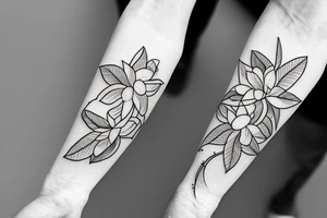 magnolia flower wrapped around a circle tattoo idea
