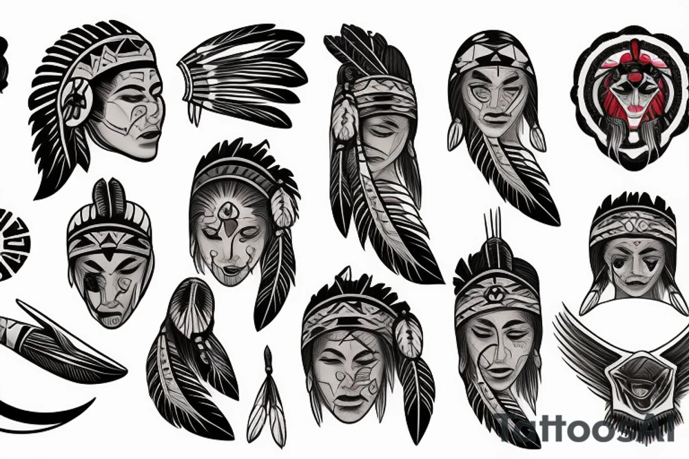 Moon and native Americans tattoo idea