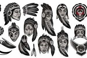 Moon and native Americans tattoo idea