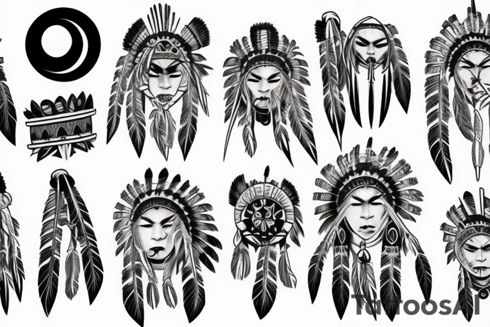 Moon and native Americans tattoo idea