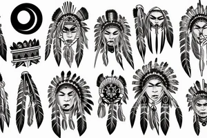 Moon and native Americans tattoo idea
