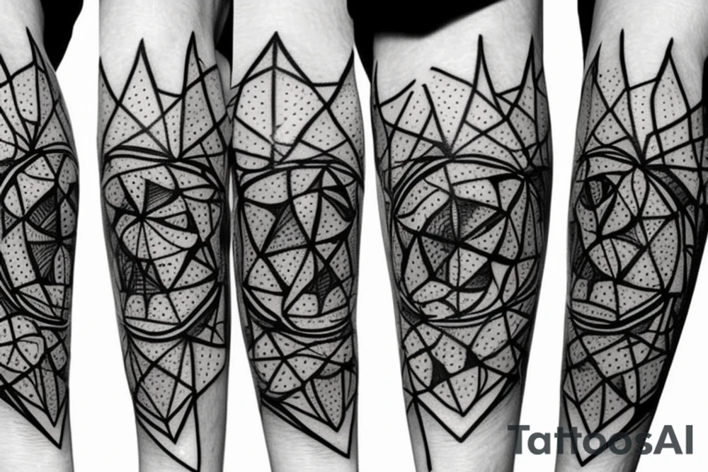 Spooky geometrical on the knee tattoo idea