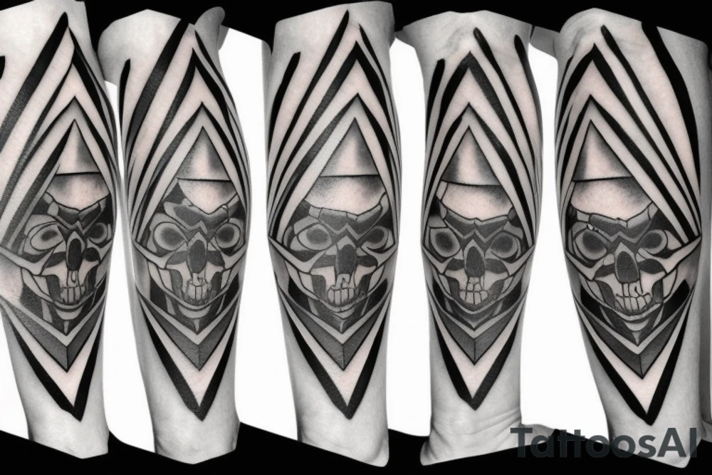 Spooky geometrical on the knee tattoo idea