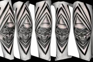 Spooky geometrical on the knee tattoo idea