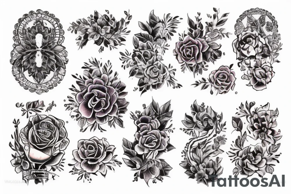 Голая женщина в цветах, держащая Вселенную tattoo idea