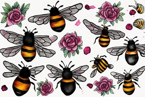 Bee with crumbled rubies tattoo idea
