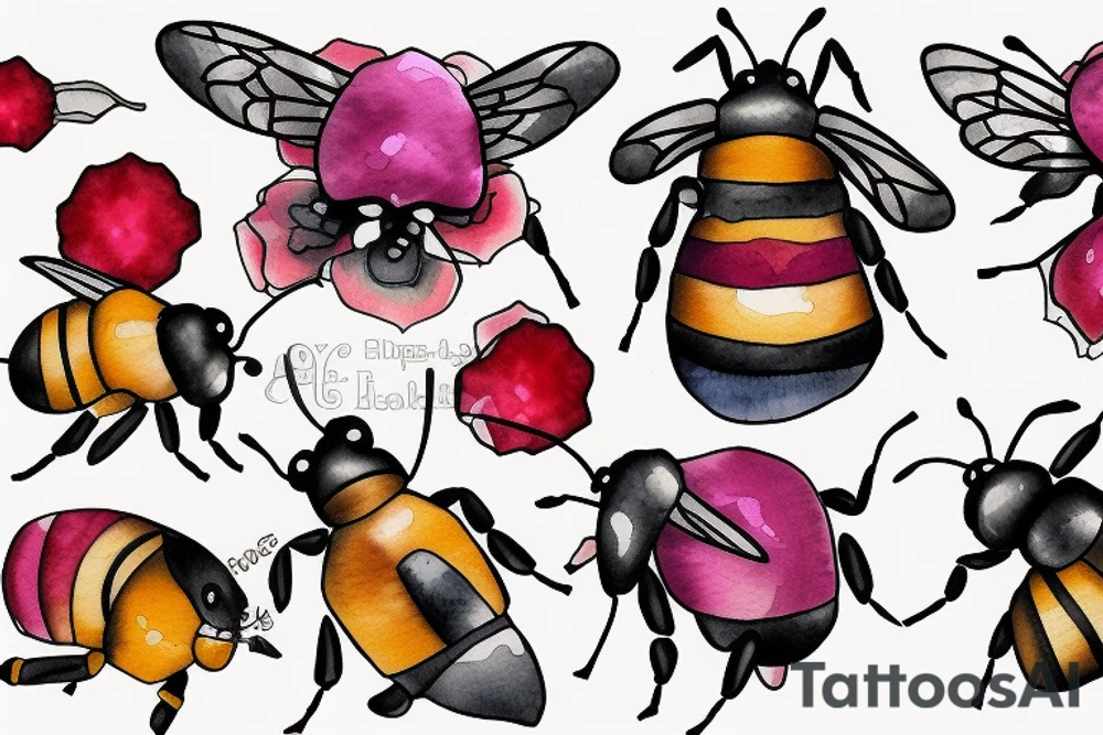 bee crawling on rubies tattoo idea