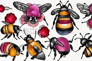 bee crawling on rubies tattoo idea