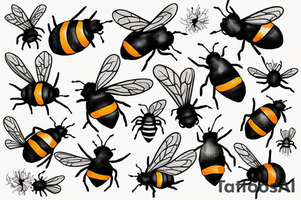 bee crawling on rocks tattoo idea