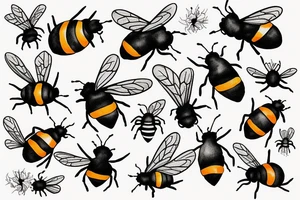 bee crawling on rocks tattoo idea